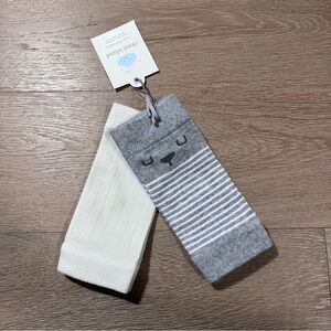 Cloud Island Gray and White Striped Leg Warmers 6-9M